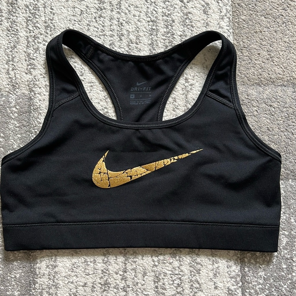 Nike Victory Sports Bra Gold Black Medium Support